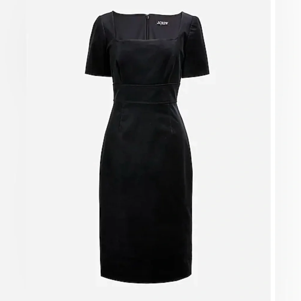 J Crew Square Neck Sheath Dress in Black Velvet EUC Size 6